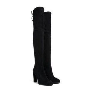 New Stuart Weitzman Highland Over The Knee Boot Black Suede Sz 9
